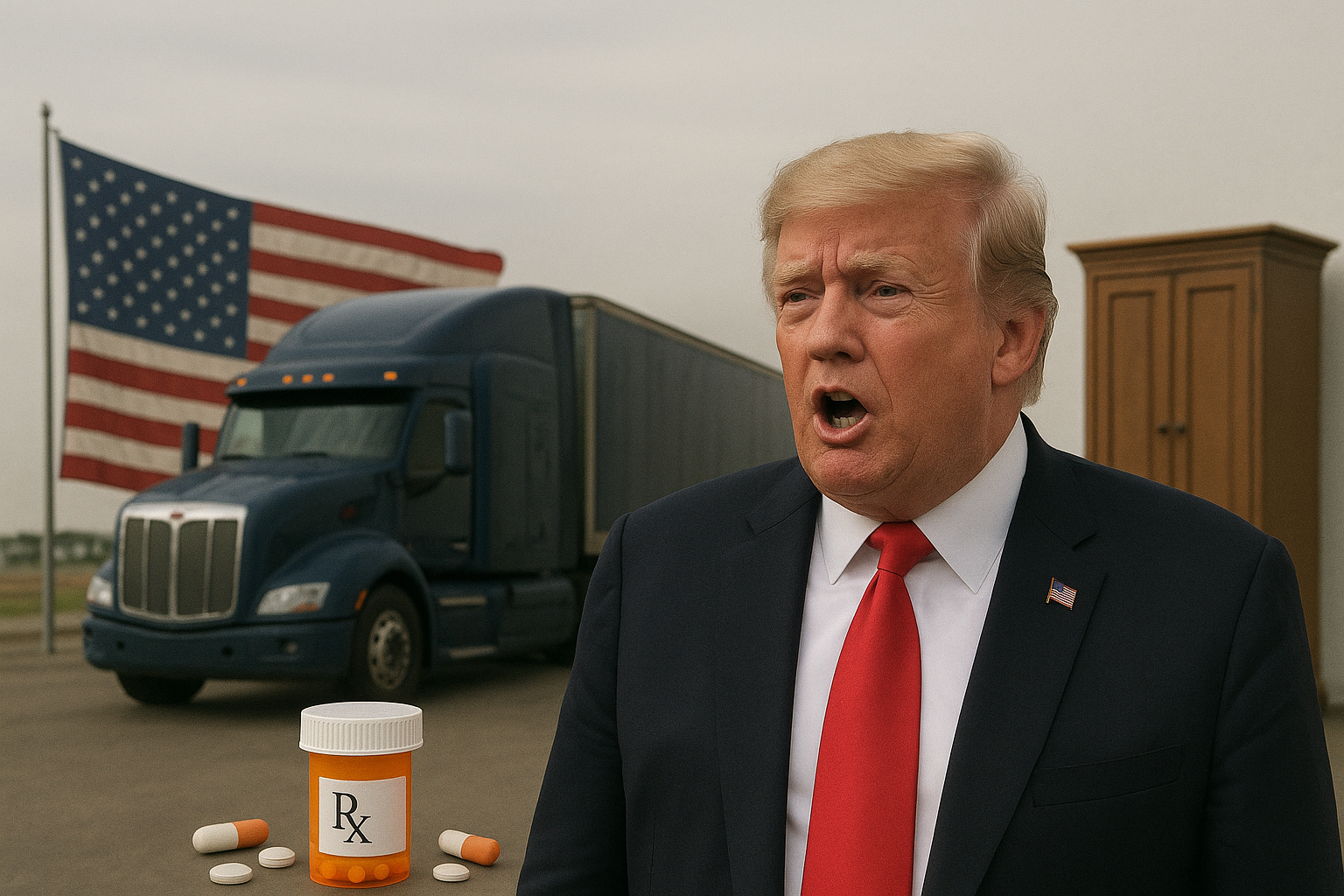 Trump Escalates Trade Fight with New Tariffs on Drugs, Trucks, and Cabinets